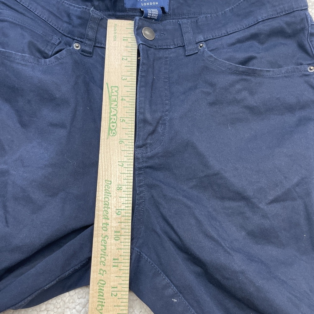 The Savile Row Company London Mens 32x32 Navy Blue Chino Pants Stretch Cotton - Picture 5 of 10